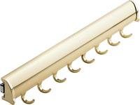 Synergy Elite Belt Rack with full extension slide, aluminum with zinc hooks, brass polished, zinc, 17 7/8