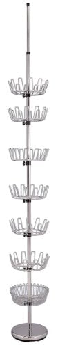 Household Essentials 2199 Floor to Ceiling Revolving Shoe Rack | Adjustable Baskets Hold 36 Pairs | Chrome