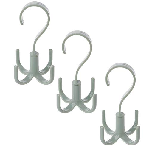 Onpiece Scarf/Tie / Belt Organizer Hanger Holder for Closet, 360 Degree Rotating, Pack of 3 (Green)