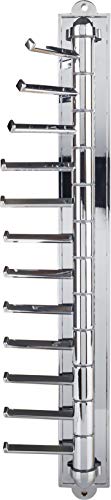 Screw mounted tie/scarf rack. Holds 12 ties/scarfs. Each arm moves independently allowing for easy access to ties. Finish: Polished Chrome