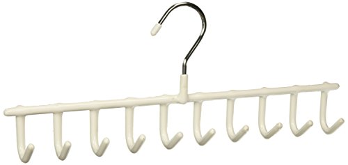 Organize It All 10 Hook Metal Tie Belt Rack and Accessory Closet Hanger - White