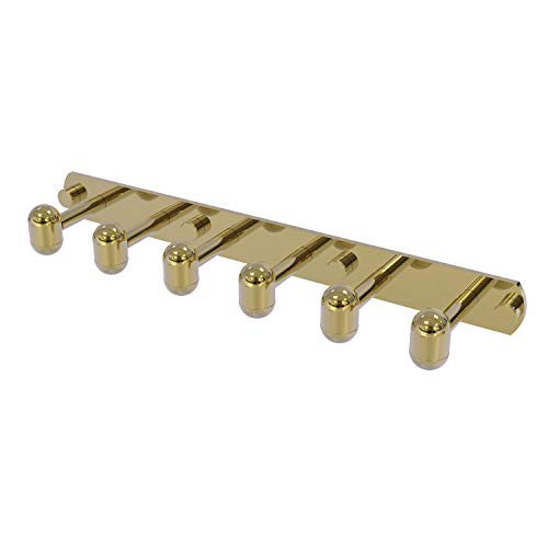 Allied Brass TA-20-6 Tango Collection 6 Position Tie and Belt Rack Decorative Hook, Unlacquered Brass