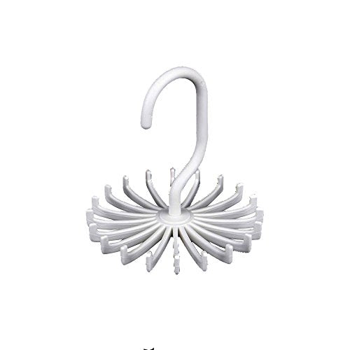 Single Plastic 20 Tie Hanger Organiser Rack 360 Degree Rotating Belt Tie Holder For Closet Wardrobe (White)