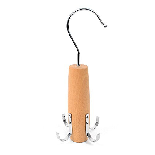 boxed-gifts Matte Natural Wooden Belt & Tie Rack