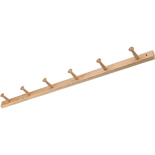 iDesign Wood Wall Mount 6-Peg Coat Rack for Coats, Leashes, Hats, Robes, Towels, Jackets, Purses, Bedroom, Closet, Entryway, Mudroom, Kitchen, Office, 32.3
