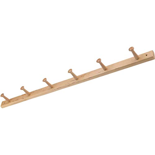 iDesign Wood Wall Mount 6-Peg Coat Rack for Coats, Leashes, Hats, Robes, Towels, Jackets, Purses, Bedroom, Closet, Entryway, Mudroom, Kitchen, Office, 32.3