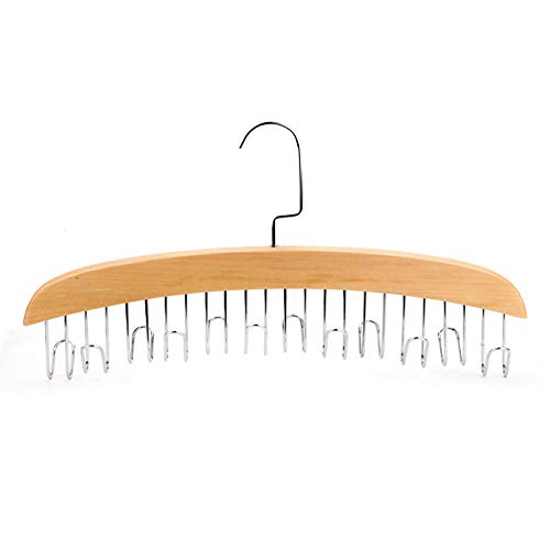 Liitrton Wooden Belt Hanger with 12 Hooks Coat Hanger Organizers Pack for Tie Scarf Necktie and Necklace (Burlywood)