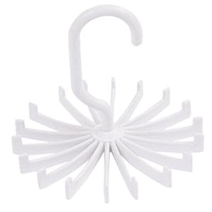 2pcs Rotating Belt Scarf Rack Tie Hanger Holder 18 Hooks for Closet Organizer Storage (White)