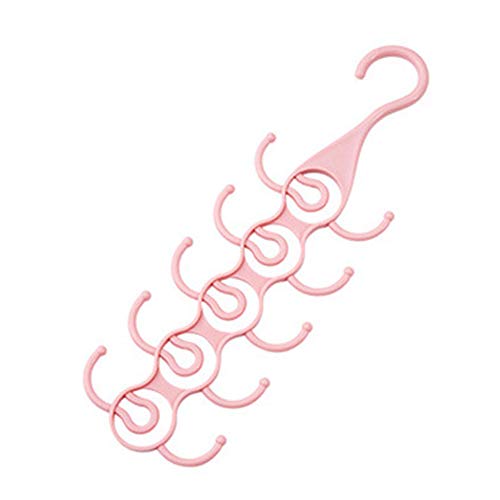 YOEDAF Tie Belt Hanger Multi-Functional Clothing Hook Bags Rack Organizer Holder 10 Hooks Storage for Wardrobe(Pink)