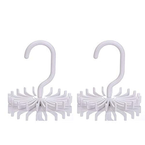 IZUS Tie Belt Rack-Hanger-Holder-Organizer-Hooks Men - 360 Degree Rotating 20 Hooks (2pack) (White)