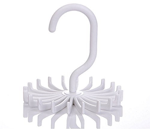 3Pack 360 Degree Rotating Twirl Tie Rack,Adjustable Tie Belt Scarf Hanger Holder Hook for Closet Organizer Storage (White 4.4