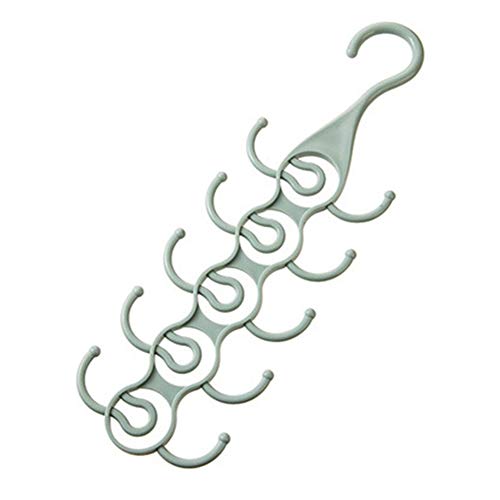 GEZICHTA Necktie Belt Organizer, Multi-Function 10 Hooks Holder Storage Cloth Hooks Belts Ties Hanger, Home Supplies Shelf(Gray)