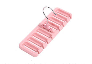 Set of 2 Pink Tie Belt Rack,Plastic Organizer Hanger,Securely holds 8 belts