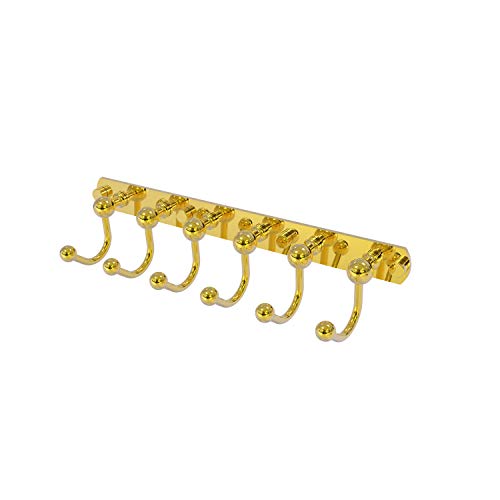 Allied Brass P1020-6 Prestige Skyline Collection 6 Position Tie and Belt Rack Decorative Hook, Polished Brass