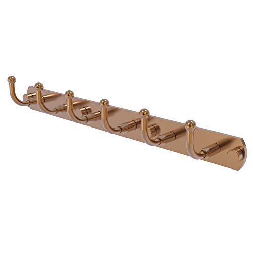 Allied Brass 1020-6 Skyline Collection 6 Position Tie and Belt Rack Decorative Hook, Brushed Bronze
