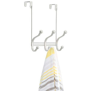 iDesign York Metal Over the Door Organizer, 3-Hook Rack for Coats, Hats, Robes, Towels, Jackets, Purses, Bedroom, Closet, and Bathroom, 8.25" x 5.25" x 10.75", White