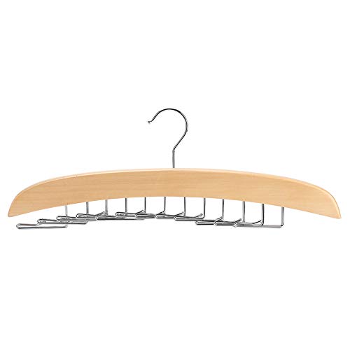 Aramox Tie and Belt Rack,Wooden Tie Hanger Rack with 24 Hooks Rotating Belt Holder Closet Ties Storage Organizer (Dark Beige)