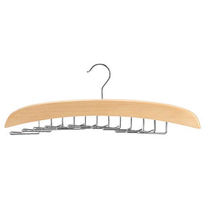 Aramox Tie and Belt Rack,Wooden Tie Hanger Rack with 24 Hooks Rotating Belt Holder Closet Ties Storage Organizer (Dark Beige)