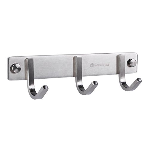 HOMEIDEAS Coat Hook Rack Wall Mounted 8-Inch Brushed Nickel SUS304 Stainless Steel Bath Towel Hook Coat Rail 3 Hooks