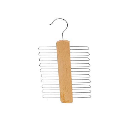 Yardwe Natural Wood Hanging Tie Rack for Closet Belt Scarf Racks Holder Hook Hanger for Closet Organizer Storage