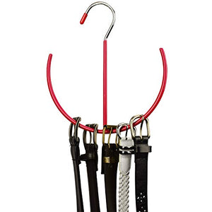 EasyView Belt Tie Scarf Hanger, Shoe Rack Closet Organizer (Red)