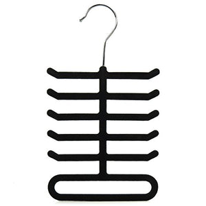HANGERWORLD Black 11inch x 16inch Flocked Tie Rack Belt Organizer Non-Slip Coat Clothes Accessory Hanger