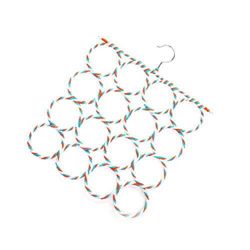 Kookea style 28 Circle Multi-Function Circle-Shaped Hanging Scarf Silk Scarf Storage Rack Green Wrought Iron Paper Rattan Scarf tie Rack Folding Wardrobe Finishing Hook (Random Colors, 16 Circle)