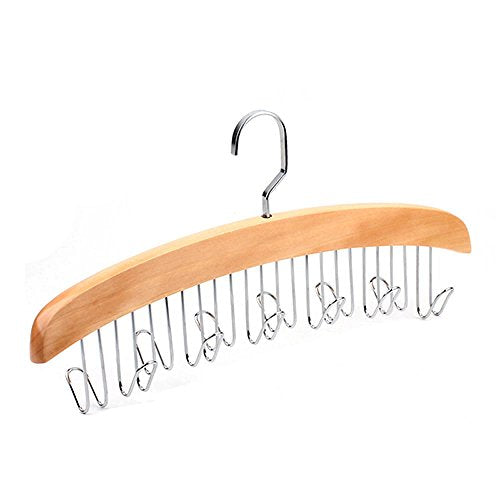 ZHANGJZJ home 12 Belt Wood Racks with Stainless Steel Hooks Scarves Ties Organizer Hanger A onesize