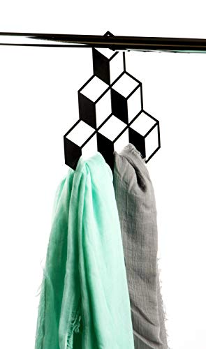 Artori Design Cube Closet Rack | Black Metal 3D 6 Cubes Clothes Hanger | Hang Scarves Belts Ties Jewelry | Closet Organizer | Save Wardrobe Space