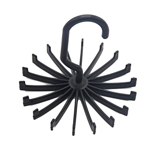 bouti1583 360 Degree Rotating Tie Rack Scarf Hanger Belt Holder Accessories Socks Hook Closet Wardrobe Organizer 18 Neck Ties (Black)
