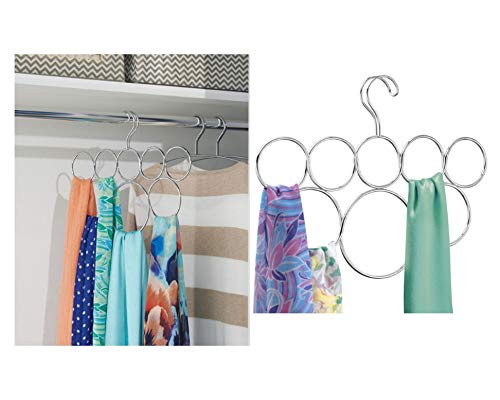 iDesign Classico Metal 8-Loop Scarf Hanger, No Snag Closet Organization Storage Holder for Scarves, Men's Ties, Women's Shawls, Pashminas, Belts, Accessories, Clothes, 13.13