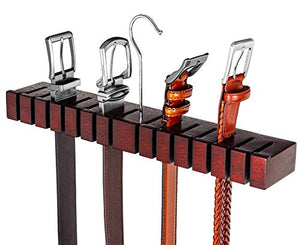 HOUNDSBAY Block - Updated Patent Pending Unique Design - Solid Mahogany Belt Holder Hanger & Belt Rack Organizer (Mahogany)
