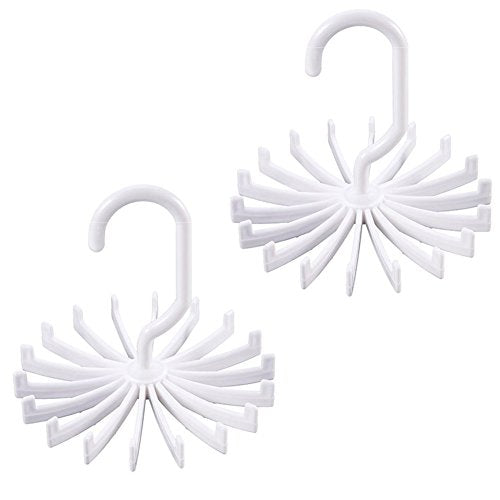 Lisianthus Twirl Tie Rack Belt Hanger Adjustable Scarf Holder Hook 2 Pack White