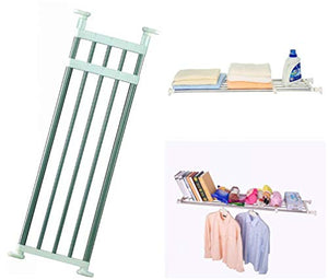 BAOYOUNI Expandable Closet Tension Shelf Adjustable Clothes Storage Rack Hanger Rod Organiser Ivory, 39.76-60.04 Inch