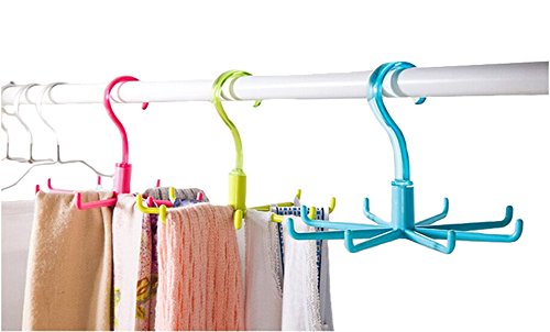 Wowlife 14.57.5 cm/5.72.95 inch 360 Degree Rotating Eight Claw Twirl Tie Rack Belt Scarf Hanger Organizer Holder Hook (Green)