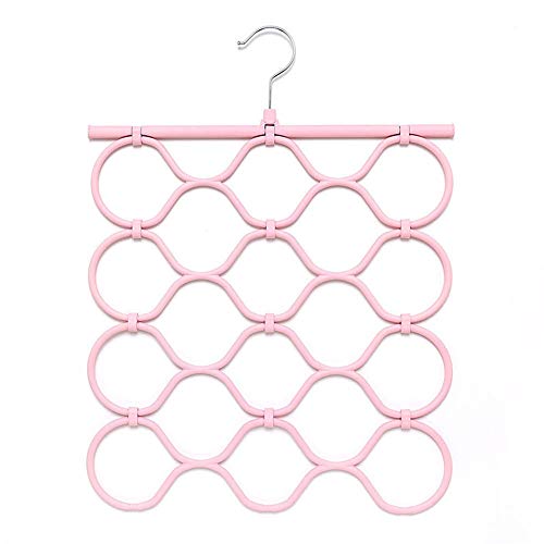 SYT Hangers Scarf Scarf Stand Creative Folding 18 Ring Scarf Stand tie Storage Rack,2 Pieces,Pink