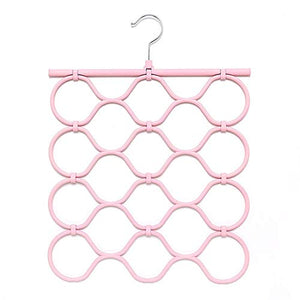 SYT Hangers Scarf Scarf Stand Creative Folding 18 Ring Scarf Stand tie Storage Rack,2 Pieces,Pink