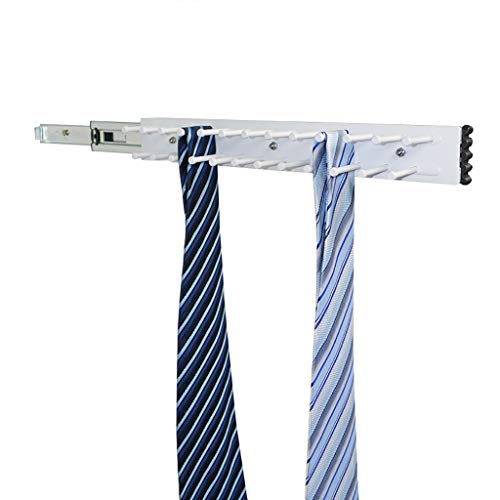FKhanger Extensible Tie Rack, Pull Out Scarves Belt Rack,24 Pairs Organizer Rack (36cm)