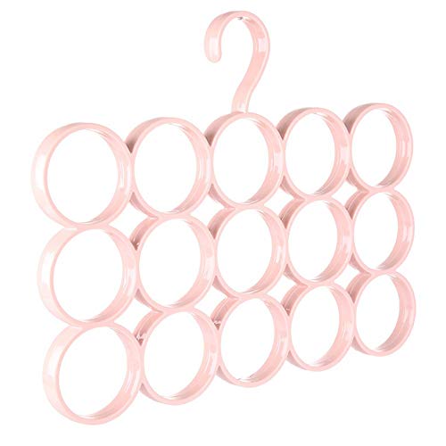 Wagsuyun 15 Count Circles Scarf Hanger Belt Strap Multifunctional Storage Bag Foldable (Color : Pink)