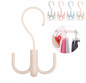 Storage Hook Hanger Holder, Chickiwn 1PC Creative Multi-Functional Hooks Closet Accessory Organizer for Ties Belts Handbags Fashion Jewelry Shoes 360°Rotatable Claws (White)