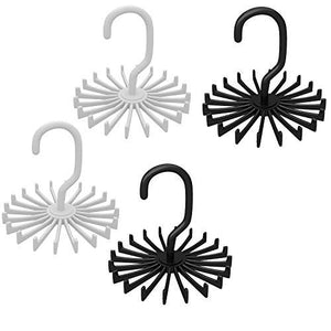 4 Pack Adjustable Rotating Rack Hanger for Closet Organizer Storage with 20 Hooks for Neck Ties and Belt(Black)