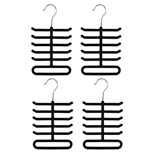 SAVORLIVING Tie Rack (Set of 4) Belt Hanger Holder Tie Storage Organizer Plastic Non-Slip Holder for Hanging Ties Belts Scarves
