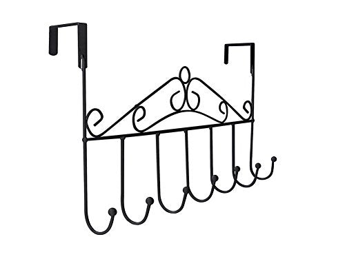 Dingang Over the Door Hanger Rack - Decorative Metal Hanger Holder for Home Office Use 7 Hooks Black