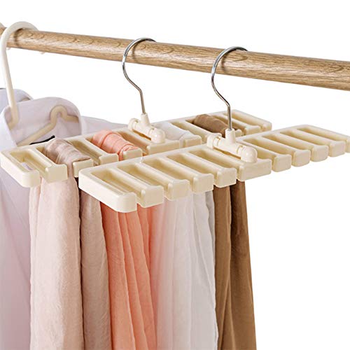 INLAR Durable Closet Tie Scarf Storage Hanger Space Saving Belt Rack Belts Organizer Holder with Iron Hook(White)
