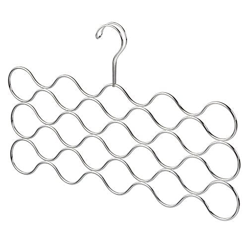 iDesign Classico Wave Scarf Hanger, No Snag Storage for Scarves, Ties, Belts, Shawls, Pashminas, Accessories - 23 Loops, Chrome