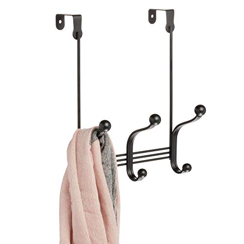 iDesign York Metal Over the Door Organizer, 3-Hook Rack for Coats, Hats, Robes, Towels, Bedroom, Closet, and Bathroom, 5.5