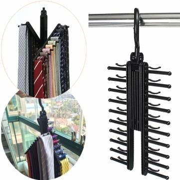 Bathroom Storage & Organisation - 360 Degree Rotatable Adjustable Belt Hanger Tie Rack Scarf Holder - Rotatable Hanger Scarf Holder - 1PCs