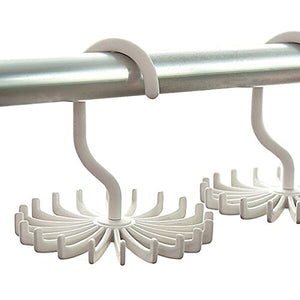 Z ZICOME 3 Pack Adjustable Rotating 20 Hook Neck Ties Organizer Twirling Tie Rack Hanger Holder (White)