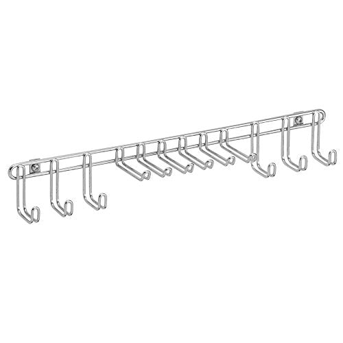 InterDesign Classico Wall Mount Closet Organizer Rack for Ties, Belts - Chrome