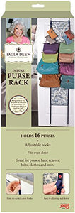 Paula Deen Double Purse Rack (2 Pack, 16 Hooks) Over The Door Closet Organizer for Bags & Handbags, Best Bag Holder Storage for Purses a Hook for Each Bag, Organization System Fits All Doors